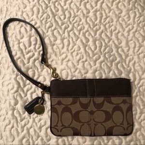 Coach brown wristlet